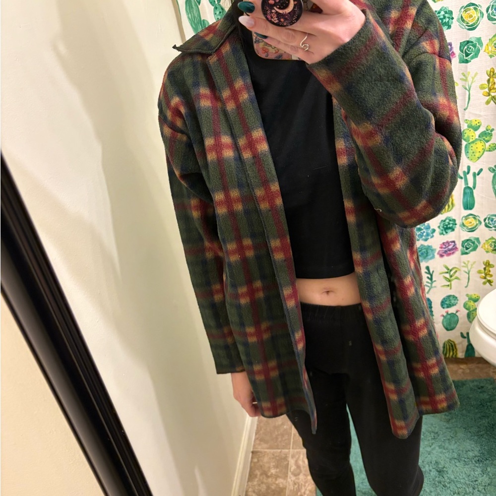 Plaid Green and Red Men's Flannel
